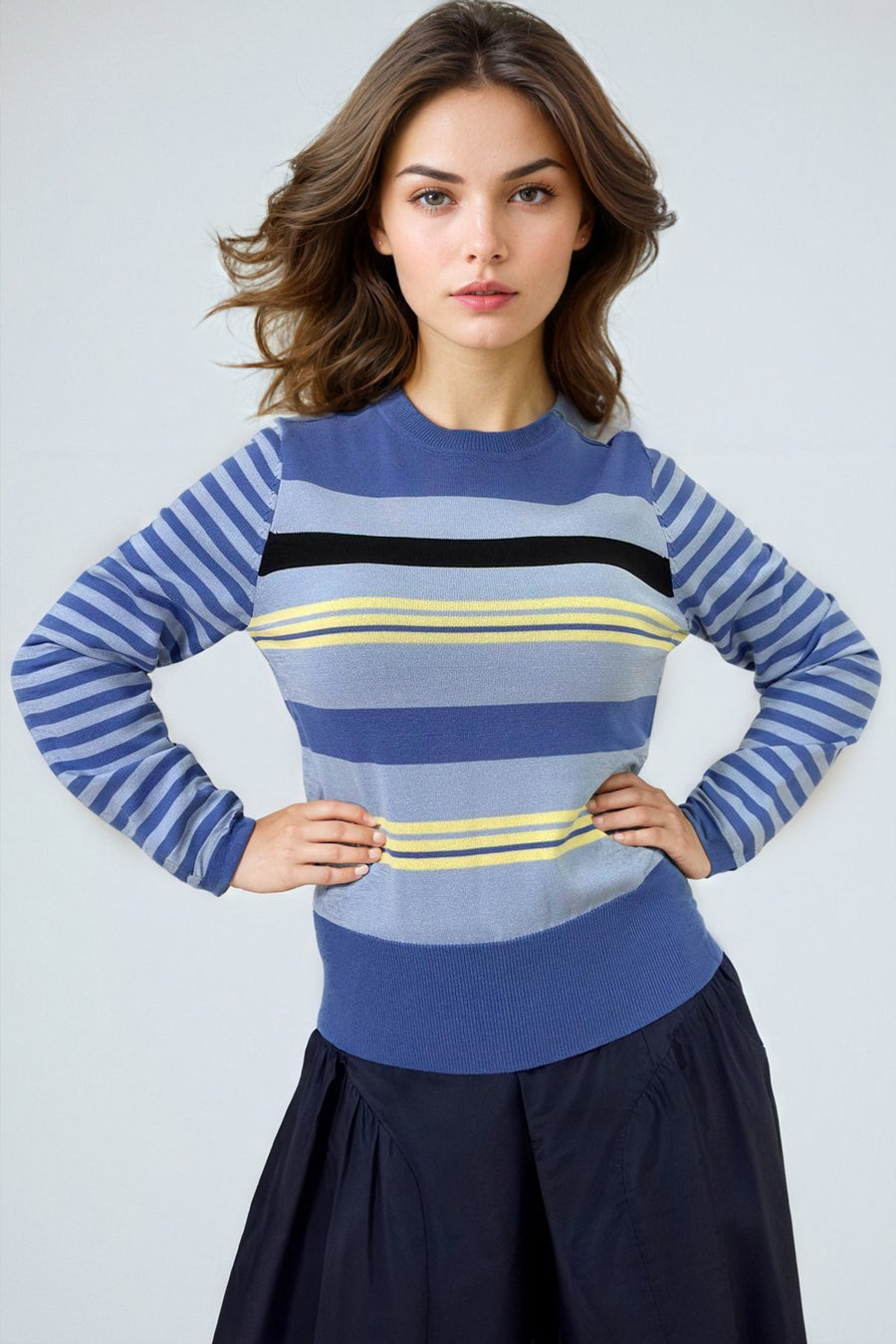 LS65012A STRIPED PULLOVER SWEATER