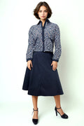 T8326 A-LINE MIDI SKIRT (NAVY, BLACK)