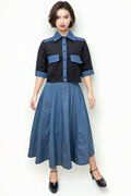 E73052 DENIM FLARED SKIRT