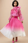 D10073 OMBRE PLEATED SKIRT