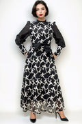 B1043 EMBROIDERED BOW TIE DRESS (S, M)
