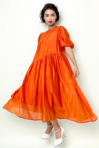 GF1028 DIAGONAL TIERED DRESS (WHT, ORG)