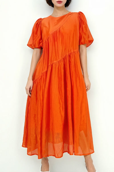 GF1028 DIAGONAL TIERED DRESS (WHT, ORG)