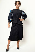 T8326 A-LINE MIDI SKIRT (NAVY, BLACK)