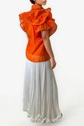 X7892 PLEATED SKIRT (PINK, WHT, ORANGE)