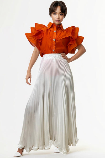 X7892 PLEATED SKIRT (PINK, WHT, ORANGE)