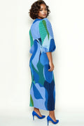 N24145 CRINKLED PUFF SLEEVE DRESS