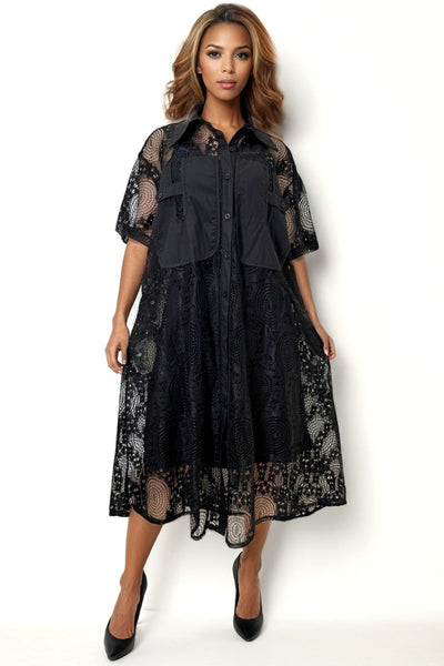 E8012 LACE DRESS (BLK, WHT)