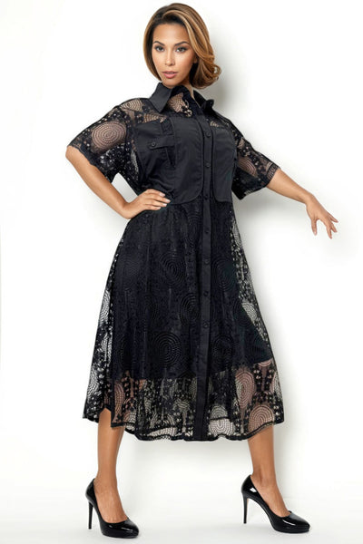 E8012 LACE DRESS (BLK, WHT)