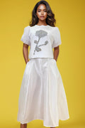 CH0049A  A-LINE MAXI SKIRT (GRN, PINK WHT)