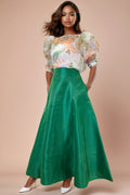 CH0049A  A-LINE MAXI SKIRT (GRN, PINK WHT)