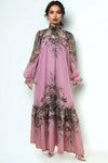X7901 RUFFLE NECK FLORAL DRESS