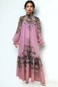 X7901 RUFFLE NECK FLORAL DRESS