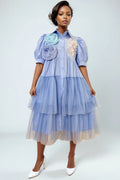 W30701 FLOWER APPLIQUE DRESS (WHT, BLUE)