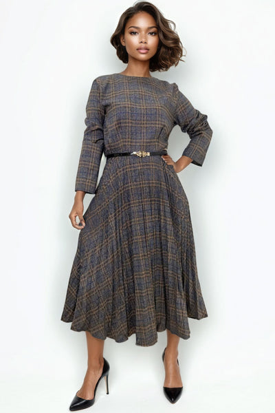 W780 PLEATED FLARED DRESS