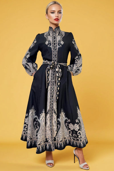 A95105 FLORAL BUTTON-DOWN DRESS