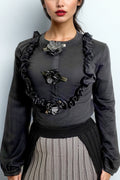 SK1025 ROSE APPLIQUE SWEATER (S, M)