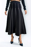 SK1067 STRIPED KNIT SKIRT (NAVY, BLK)
