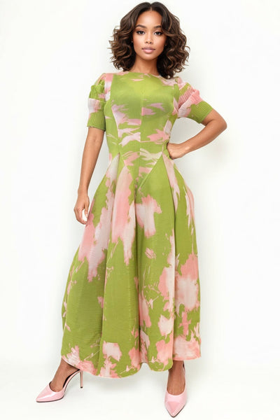 N24163 FLARED CRINKLED DRESS (SMALL ONLY)