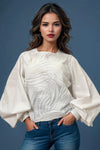 W5935 LANTERN SLEEVE TOP (BLK, WHT)