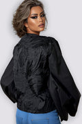 W5935 LANTERN SLEEVE TOP (BLK, WHT)