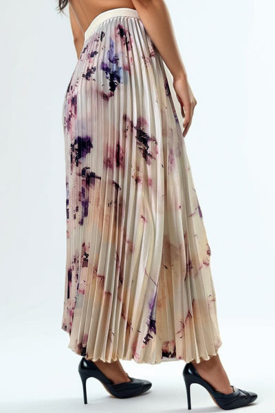 D10076 FLORAL PLEATED SKIRT
