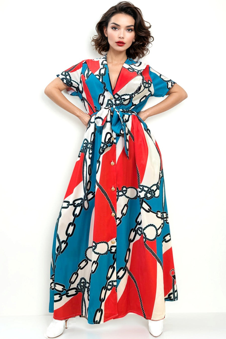 CH0091 CHAIN PRINT DRESS N by Nancy CH0091 CHAIN PRINT DRESS N by Nancy