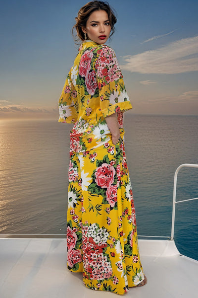 A93007 FLORAL HIDE LEG PANT / TOP SET