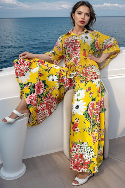 A93007 FLORAL HIDE LEG PANT / TOP SET