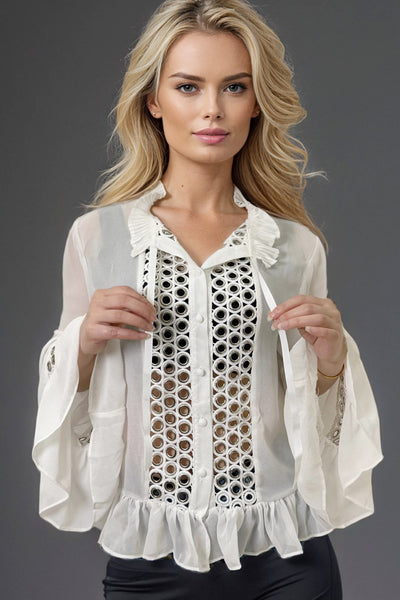 C995 RUFFLE HEM TOP