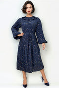 T21105 FLORAL PLEATED DRESS