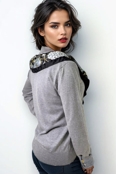 SK1072 RUFFLE APPLIQUE SWEATER