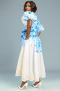 A95008 V NECK PUFF SLEEVE DRESS