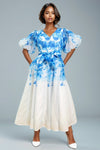 A95008 V NECK PUFF SLEEVE DRESS