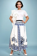 X7675 FLARED FLORAL SKIRT