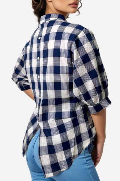 A1971A PLAID FLORAL TOP