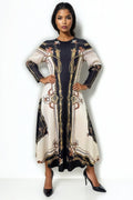 N24146 CHAIN PRINT CRINKLED DRESS