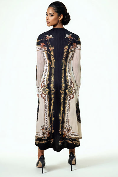 N24146 CHAIN PRINT CRINKLED DRESS