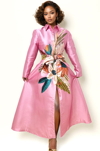 A95119 FLORAL BUTTON-DOWN DRESS
