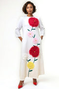 S3075 FLOWER APPLIQUE DRESS