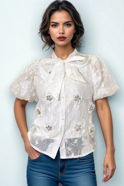 CH0097 NECKTIE RHINESTONE TOP