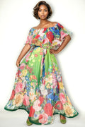 GF1162 OFF SHOULDER FLORAL DRESS (S, M, L)