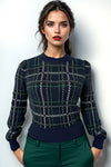 GG0002 CREW NECK PLAID SWEATER