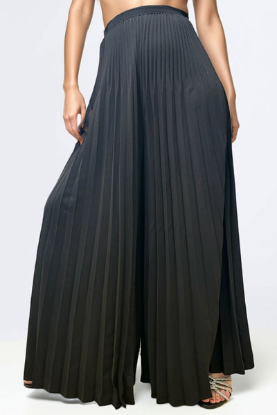 NY0019 PALAZZO PLEATED PANTS (BLK, WHT)