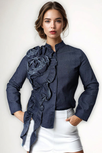 E8027 RUFFLE FLOWER TOP
