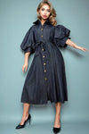W5152B PUFF SLEEVE DENIM DRESS