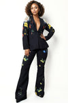 GF1198 FITTED FLORAL JACKET / PANT SET