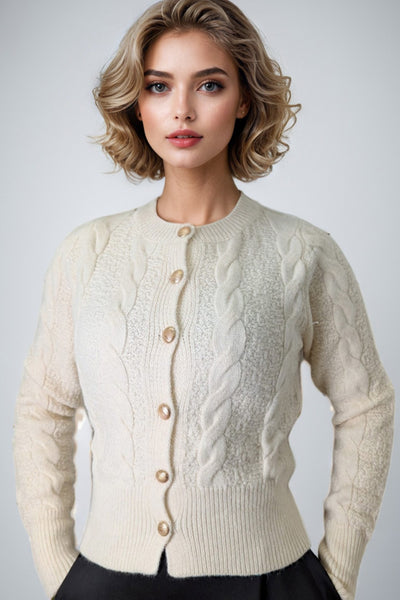 ZL005 ROUND NECK CARDIGAN SWEATER