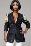 T2599 RUCHED SLEEVE BLAZER