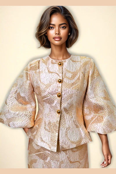 A94150 PUFF SLEEVE TOP/ SKIRT SET